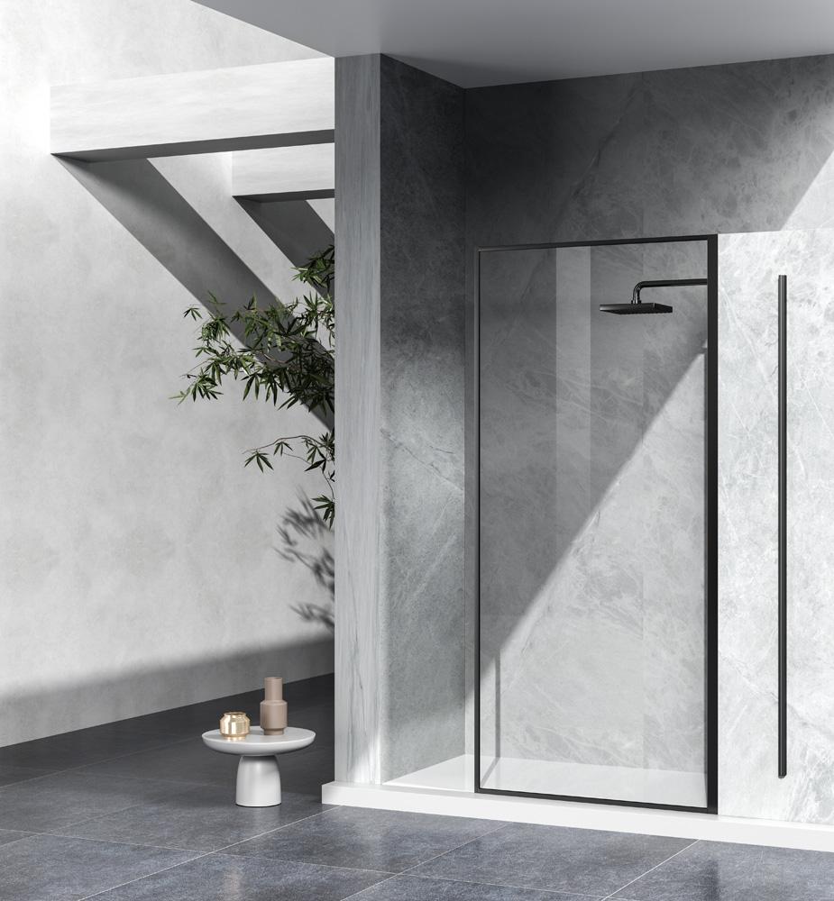 Elegant Furniture & Lighting - Melbourne Fixed framed shower door 35 x 76 Matte Black - SD188-3576MBK veiw 2