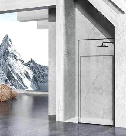 Elegant Furniture & Lighting - Melbourne Fixed framed shower door 35 x 76 Matte Black - SD188-3576MBK veiw 3