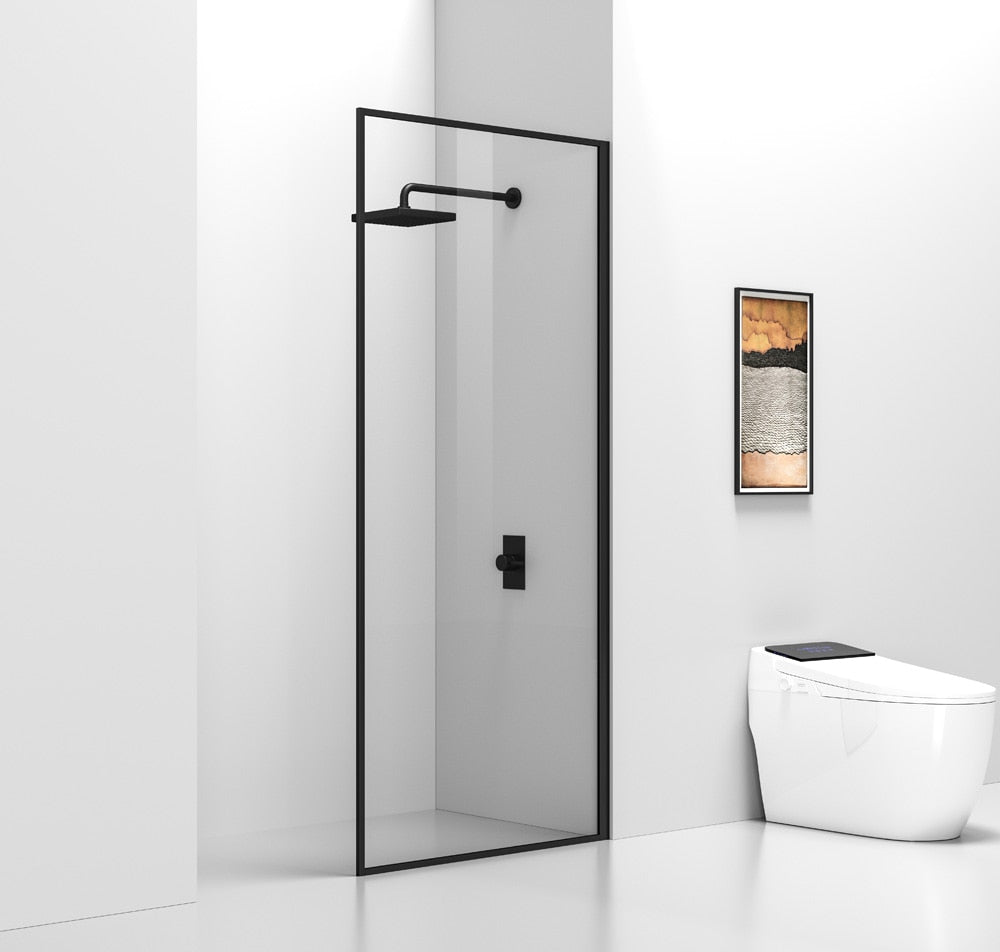 Elegant Furniture & Lighting - Melbourne Fixed framed shower door 35 x 76 Matte Black - SD188-3576MBK veiw 4