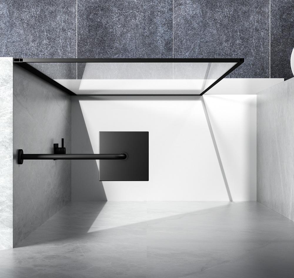 Elegant Furniture & Lighting - Melbourne Fixed framed shower door 35 x 76 Matte Black - SD188-3576MBK veiw 5