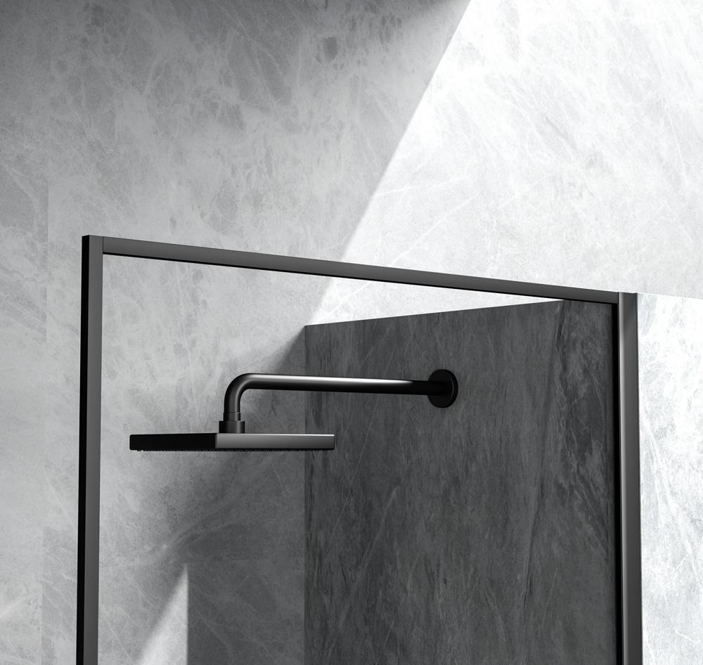 Elegant Furniture & Lighting - Melbourne Fixed framed shower door 35 x 76 Matte Black - SD188-3576MBK veiw 6