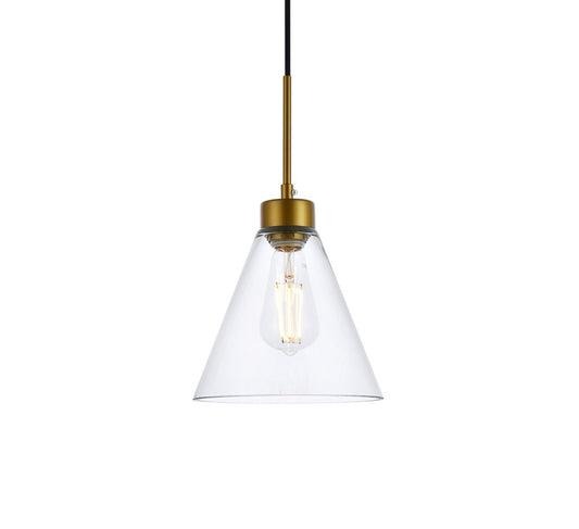 Elegant Furniture & Lighting - Mera 1 light brass pendant - LD2501BR veiw 1