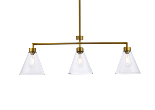 Elegant Furniture & Lighting - Mera 3 lights brass pendant - LD2502BR veiw 1