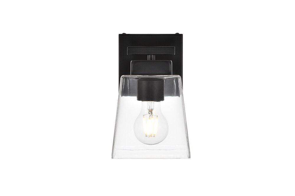 Elegant Furniture & Lighting - Merrick 1 light Black and Clear Bath Sc ...