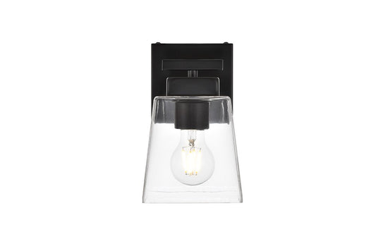 Elegant Furniture & Lighting - Merrick 1 light Black and Clear Bath Sconce - LD7312W5BLK veiw 1