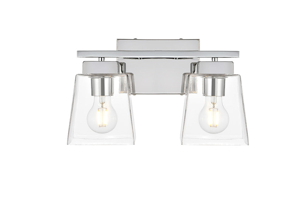 Elegant Furniture & Lighting - Merrick 2 light Chrome and Clear Bath Sconce - LD7312W14CH veiw 1