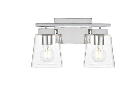 Elegant Furniture & Lighting - Merrick 2 light Chrome and Clear Bath Sconce - LD7312W14CH veiw 1