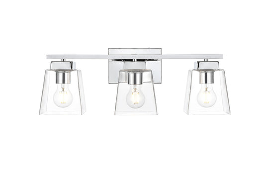 Elegant Furniture & Lighting - Merrick 3 light Chrome and Clear Bath Sconce - LD7312W23CH veiw 1