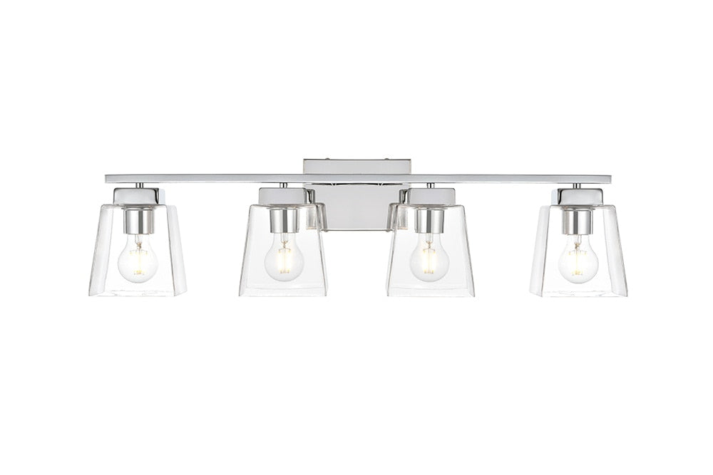 Elegant Furniture & Lighting - Merrick 4 light Chrome and Clear Bath Sconce - LD7312W32CH veiw 1