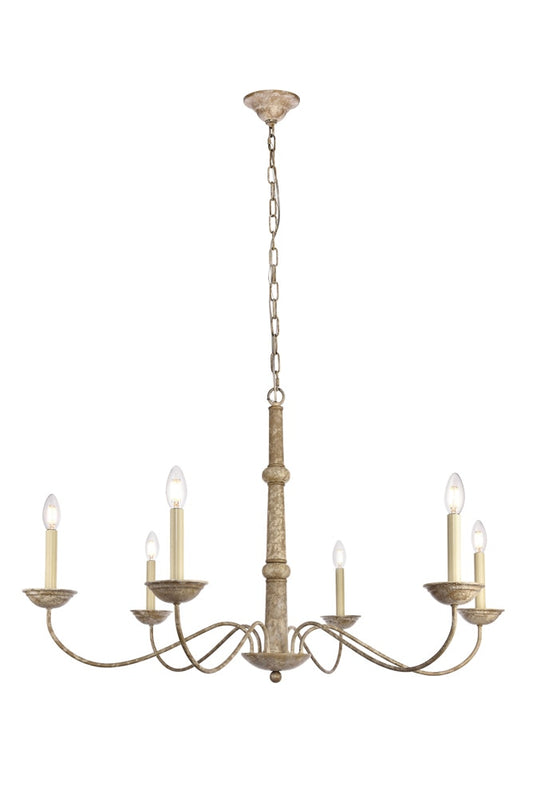 Elegant Furniture & Lighting - Merritt Chandelier D39.8 H24 Lt:6 Weathered Dove Finish - LD6007D40WD veiw 1