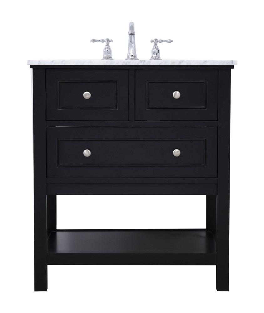 Elegant Furniture & Lighting - Metropolis 30 in. Single bathroom vanity set in Black - VF27030BK veiw 1