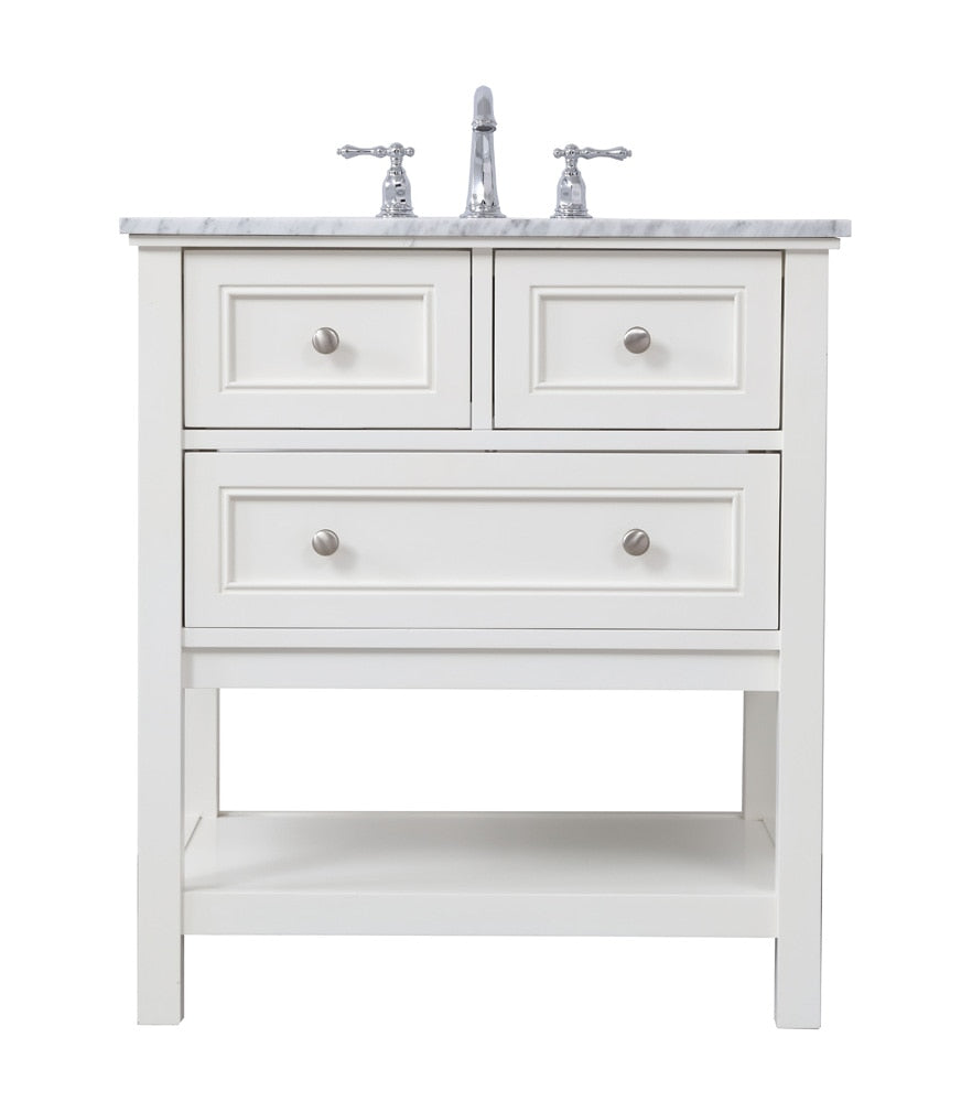 Elegant Furniture & Lighting - Metropolis 30 in. Single bathroom vanity set in White - VF27030WH veiw 1