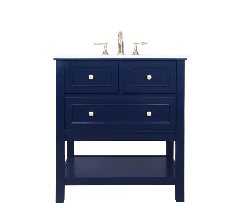 Elegant Furniture & Lighting - Metropolis 30 inch Single bathroom vanity in Blue - VF27030BL veiw 1