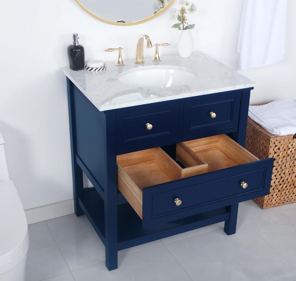 Elegant Furniture & Lighting - Metropolis 30 inch Single bathroom vanity in Blue - VF27030BL veiw 11