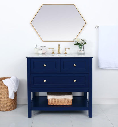 Elegant Furniture & Lighting - Metropolis 36 inch Single bathroom vanity in Blue - VF27036BL veiw 2