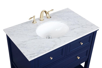 Elegant Furniture & Lighting - Metropolis 36 inch Single bathroom vanity in Blue - VF27036BL veiw 3