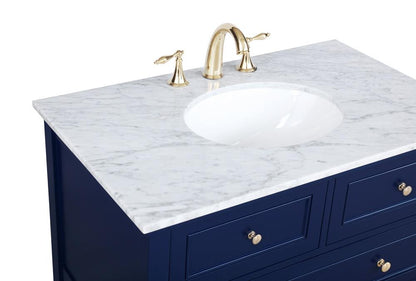 Elegant Furniture & Lighting - Metropolis 36 inch Single bathroom vanity in Blue - VF27036BL veiw 4