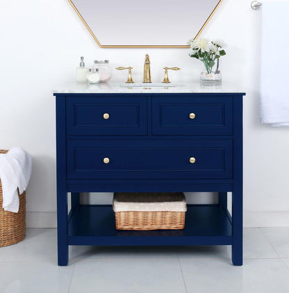 Elegant Furniture & Lighting - Metropolis 36 inch Single bathroom vanity in Blue - VF27036BL veiw 9