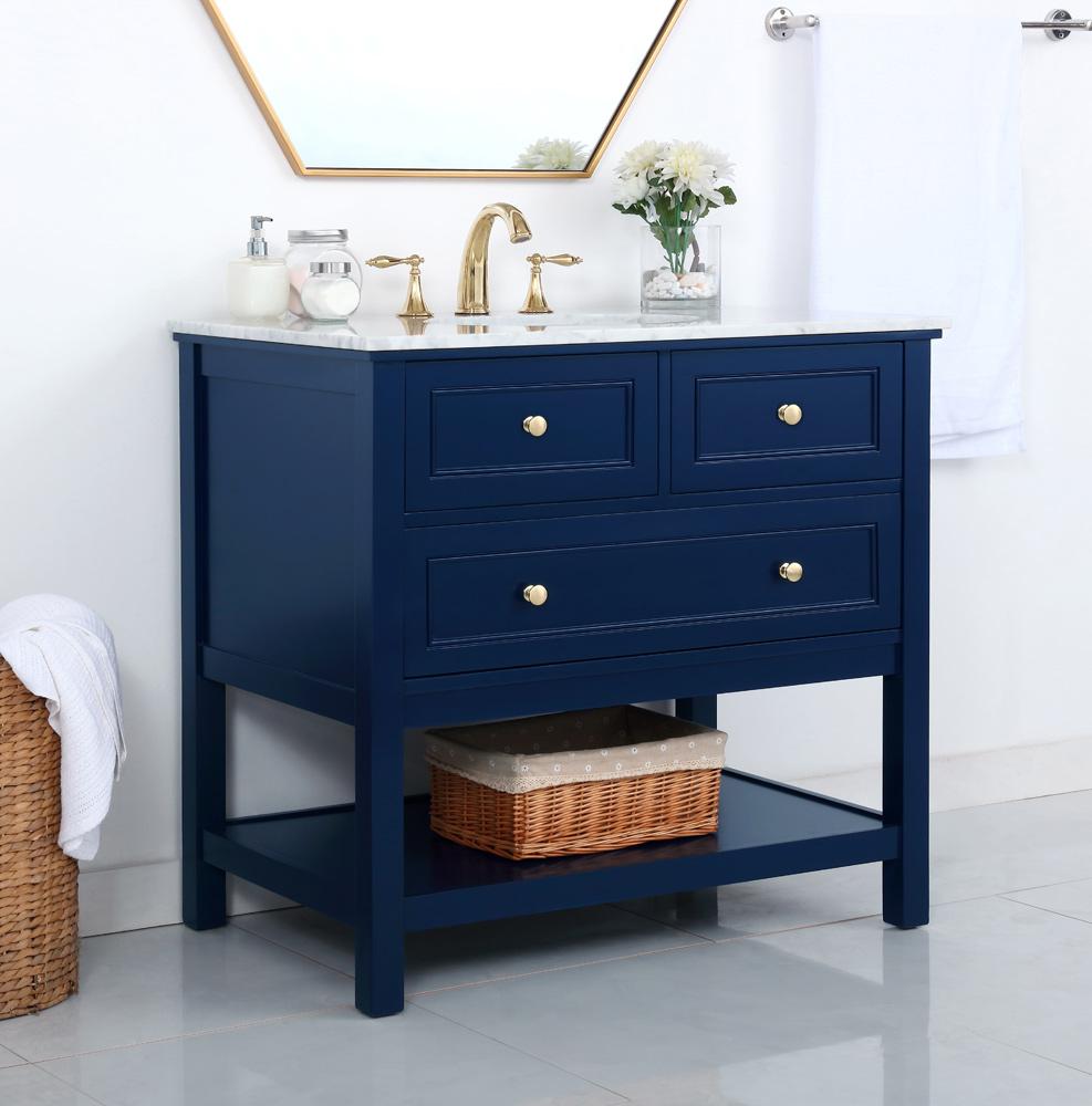 Elegant Furniture & Lighting - Metropolis 36 inch Single bathroom vanity in Blue - VF27036BL veiw 10