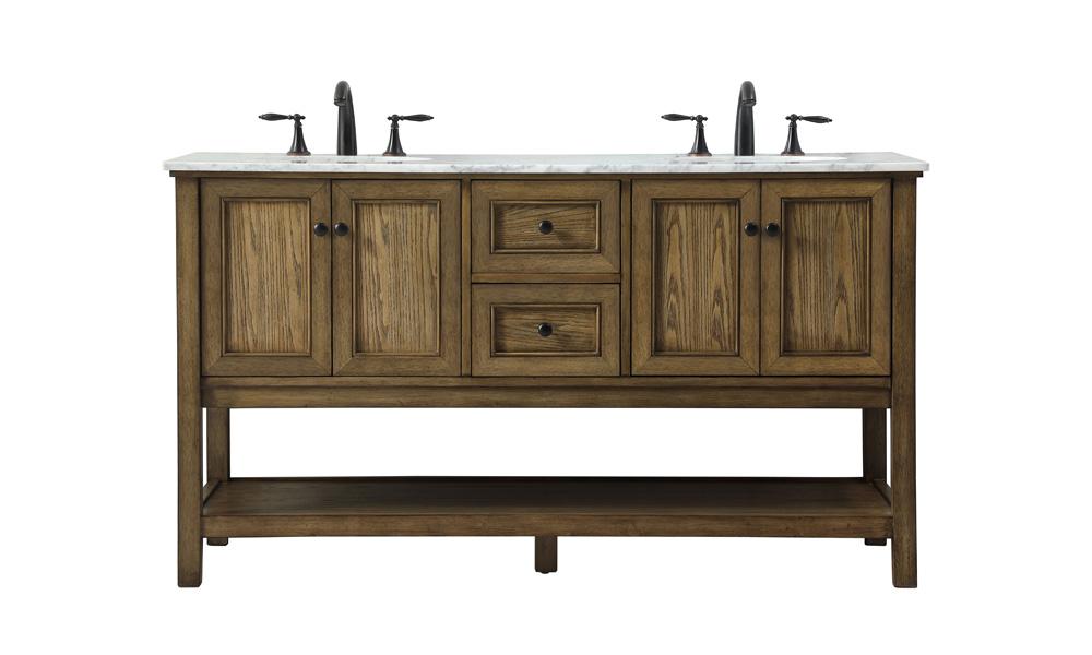Elegant Furniture & Lighting - Metropolis 60 inch double bathroom vanity in driftwood - VF27060DDW veiw 1