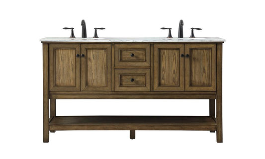 Elegant Furniture & Lighting - Metropolis 60 inch double bathroom vanity in driftwood - VF27060DDW veiw 1