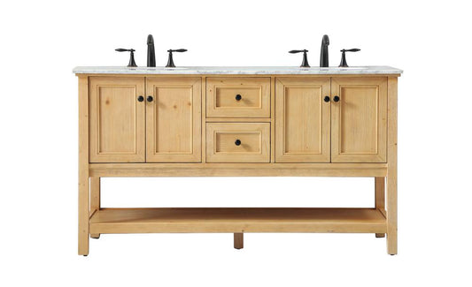 Elegant Furniture & Lighting - Metropolis 60 inch double bathroom vanity in natural wood - VF27060DNW veiw 1