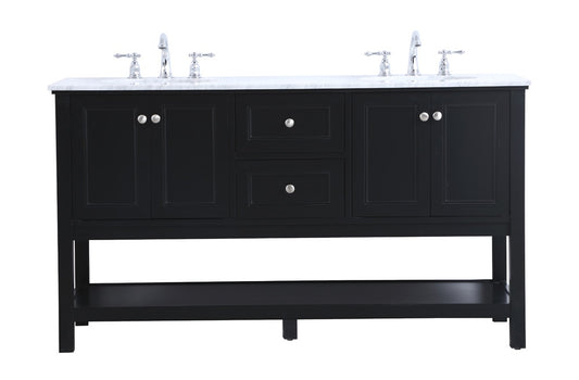 Elegant Furniture & Lighting - Metropolis 60 in. double sink bathroom vanity set in Black - VF27060BK veiw 1