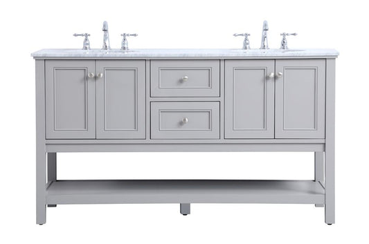 Elegant Furniture & Lighting - Metropolis 60 in. double sink bathroom vanity set in Grey - VF27060GR veiw 1