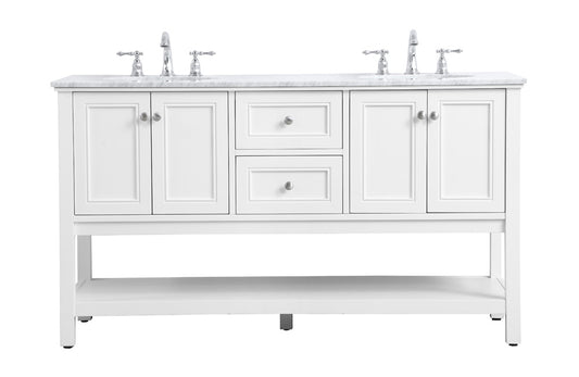 Elegant Furniture & Lighting - Metropolis 60 in. double sink bathroom vanity set in White - VF27060WH veiw 1