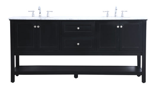 Elegant Furniture & Lighting - Metropolis 72 in. double sink bathroom vanity set in Black - VF27072BK veiw 1