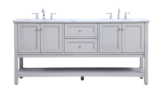 Elegant Furniture & Lighting - Metropolis 72 in. double sink bathroom vanity set in Grey - VF27072GR veiw 1