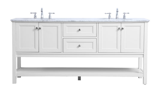 Elegant Furniture & Lighting - Metropolis 72 in. double sink bathroom vanity set in White - VF27072WH veiw 1