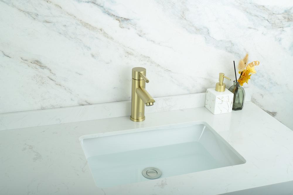 Elegant Furniture & Lighting - Mia Single Hole Single Handle Bathroom Faucet in Brushed Gold - FAV-1008BGD veiw 2