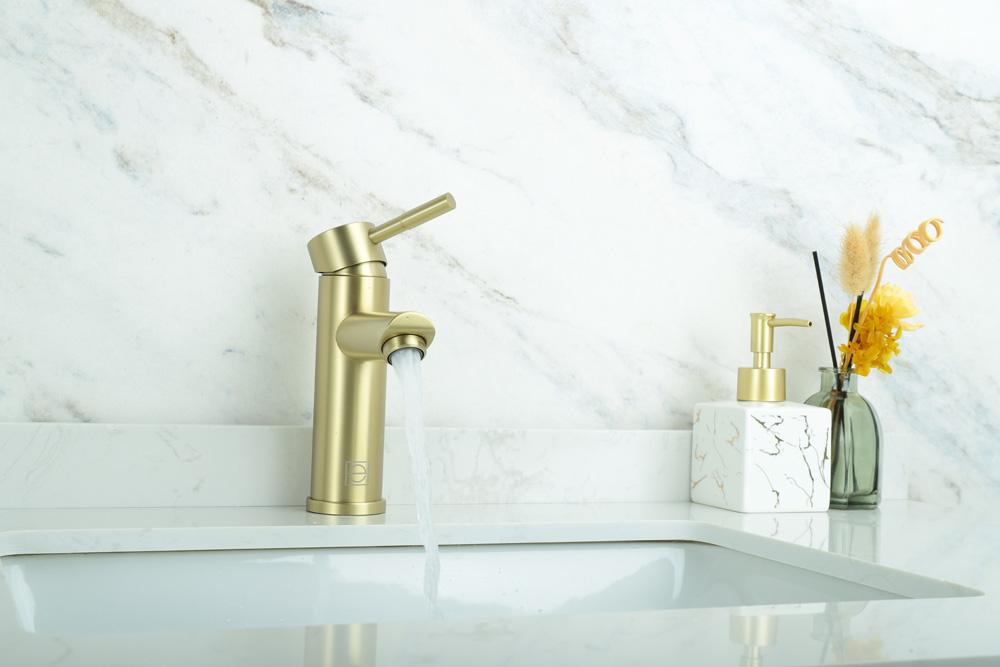 Elegant Furniture & Lighting - Mia Single Hole Single Handle Bathroom Faucet in Brushed Gold - FAV-1008BGD veiw 4