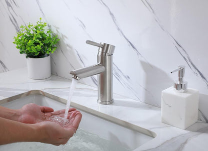 Elegant Furniture & Lighting - Mia Single Hole Single Handle Bathroom Faucet in Brushed Nickel - FAV-1008BNK veiw 6