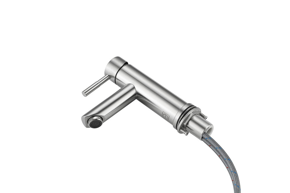 Elegant Furniture & Lighting - Mia Single Hole Single Handle Bathroom Faucet in Brushed Nickel - FAV-1008BNK veiw 7