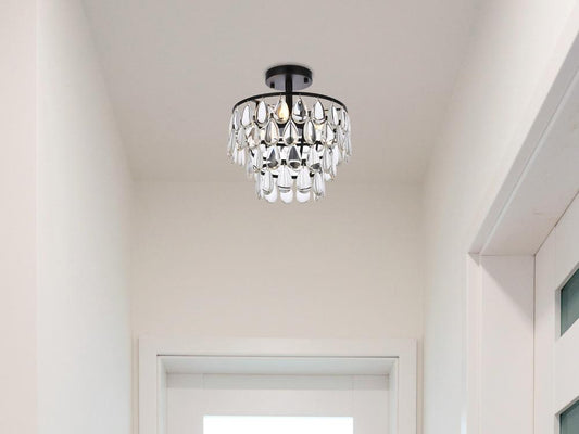 Elegant Furniture & Lighting - Mila 12 inch flush mount in black - 1103F12BK veiw 1