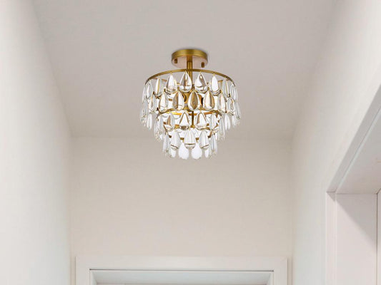 Elegant Furniture & Lighting - Mila 12 inch flush mount in brass - 1103F12BR veiw 1