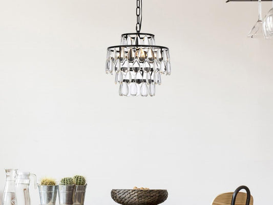 Elegant Furniture & Lighting - Mila 12 inch pendant in black - 1102D12BK veiw 1