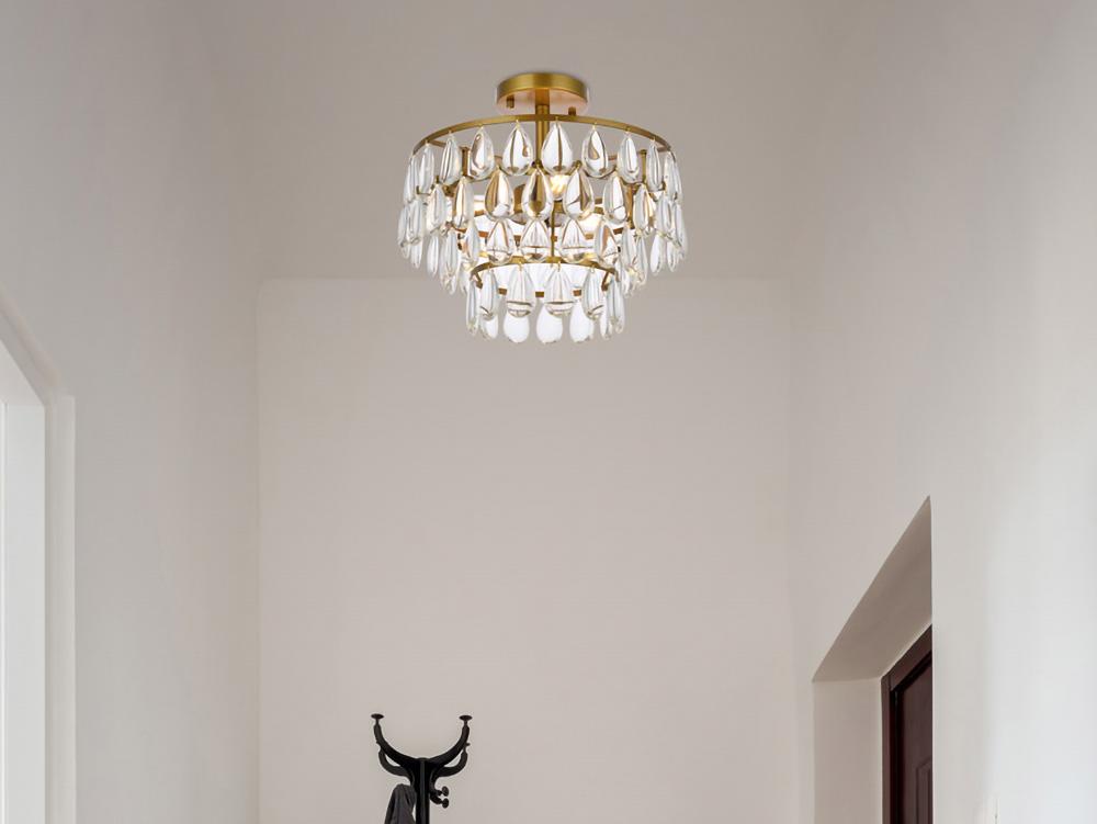 Elegant Furniture & Lighting - Mila 14 inch flush mount in brass - 1103F14BR veiw 1