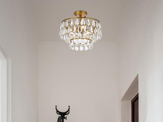 Elegant Furniture & Lighting - Mila 14 inch flush mount in brass - 1103F14BR veiw 1