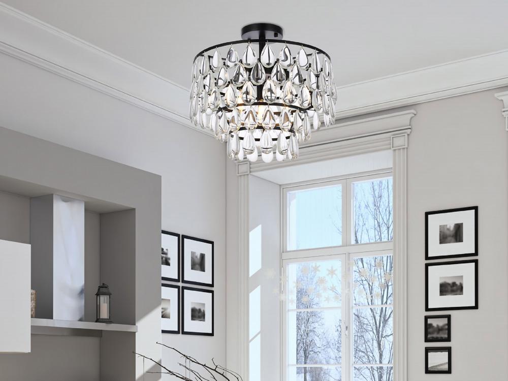 Elegant Furniture & Lighting - Mila 16 inch flush mount in black - 1103F16BK veiw 1