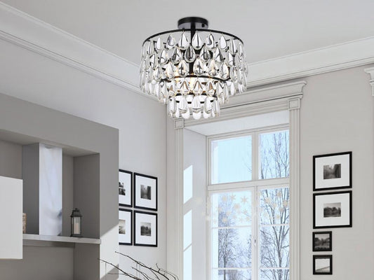 Elegant Furniture & Lighting - Mila 16 inch flush mount in black - 1103F16BK veiw 1