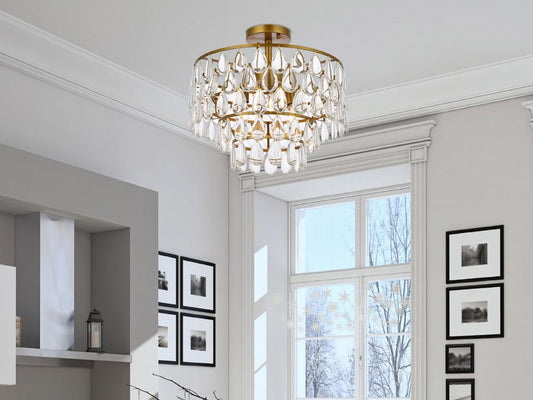 Elegant Furniture & Lighting - Mila 16 inch flush mount in brass - 1103F16BR veiw 1
