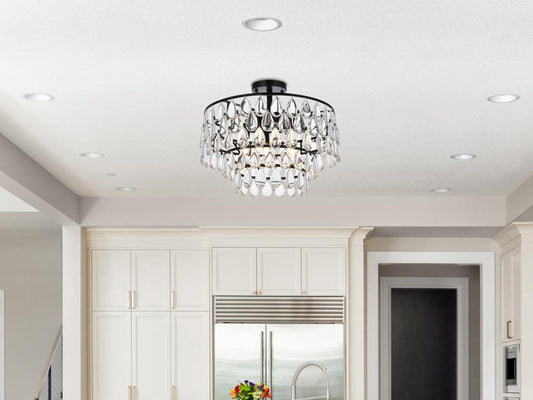 Elegant Furniture & Lighting - Mila 18 inch flush mount in black - 1103F18BK veiw 1