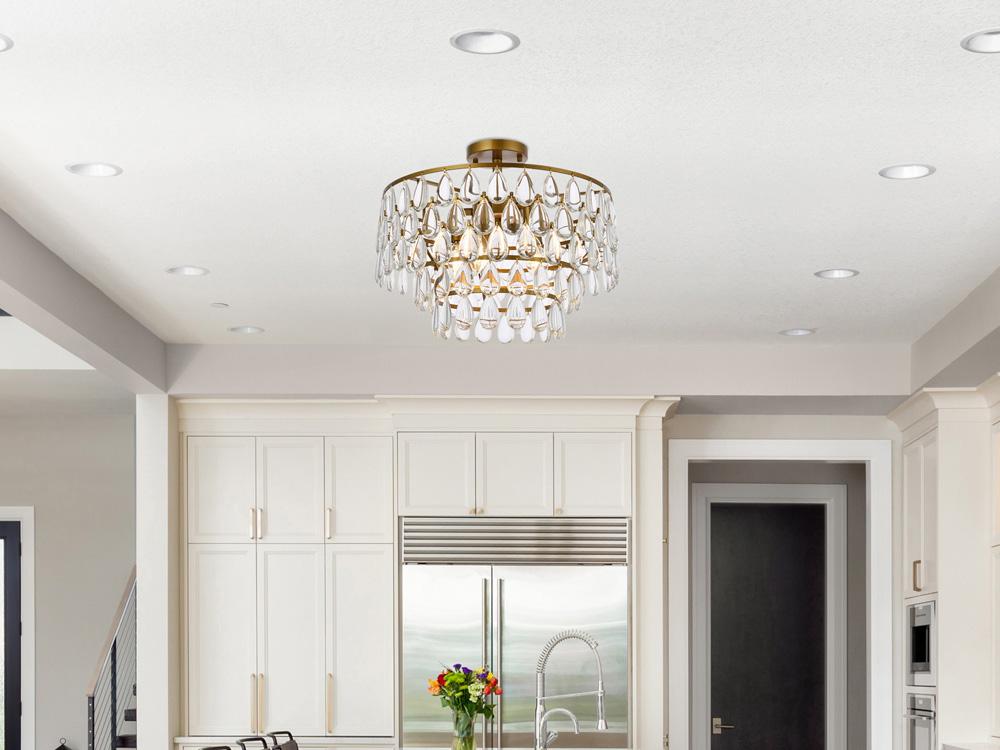 Elegant Furniture & Lighting - Mila 18 inch flush mount in brass - 1103F18BR veiw 1