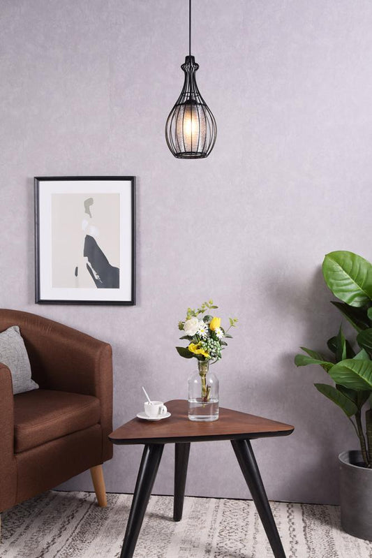 Elegant Furniture & Lighting - Miya 1 Light Black Pendant - LD2419BK veiw 2