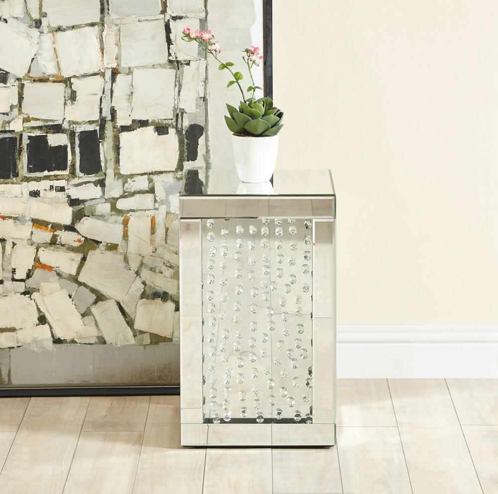 Elegant Furniture & Lighting - Modern 12 inch Crystal End table in Clear Mirror Finish - MF91016 veiw 2