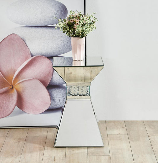 Elegant Furniture & Lighting - Modern 12 inch Crystal End Table in Clear Mirror Finish - MF91019 veiw 2