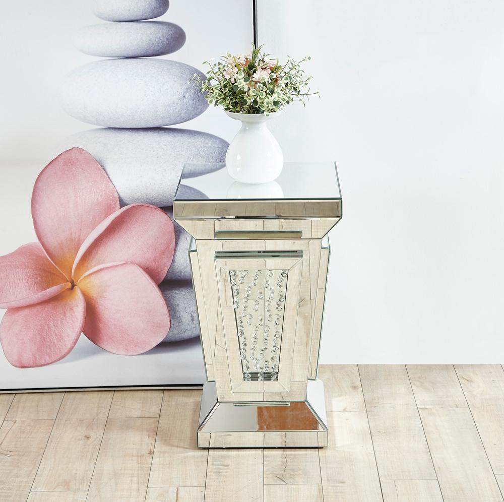 Elegant Furniture & Lighting - Modern 15 inch Crystal End Table In Clear Mirror Finish - MF91020 veiw 2